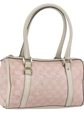 GUCCI GG Canvas Hand Bag Outlet Pink Gold 130942 Auth 160602